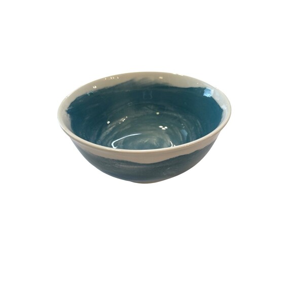 Taper + Vetiver Stoneware Bowl Blue White Watercolor Glaze 6.5” Kitchen Dining - Picture 12 of 12